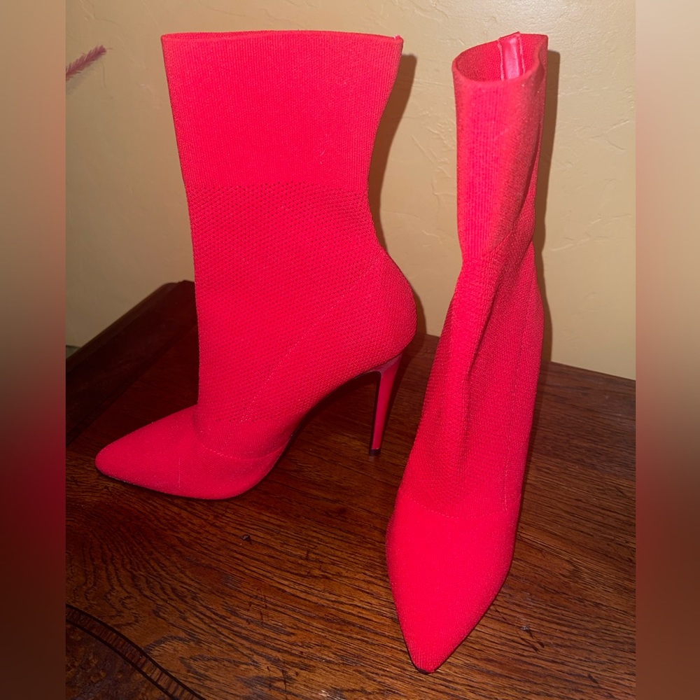 Red stiletto boots